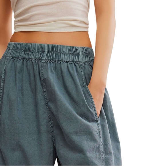 Free People Pants - Free People Blue Joggers with Relaxed Fit and Elastic Waistband